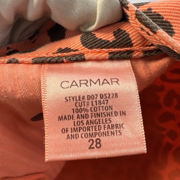 Carmar Orange & Black Leopard Print Denim High-Waisted Cutoff Shorts Size 28 - Picture 6 of 12